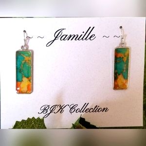 Enameled retro colored hook style earrings.